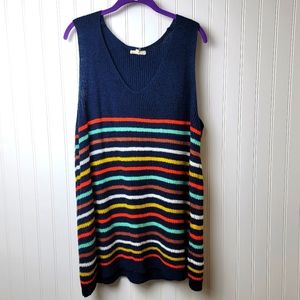 Entro sleeveless striped colorful tunic sweater